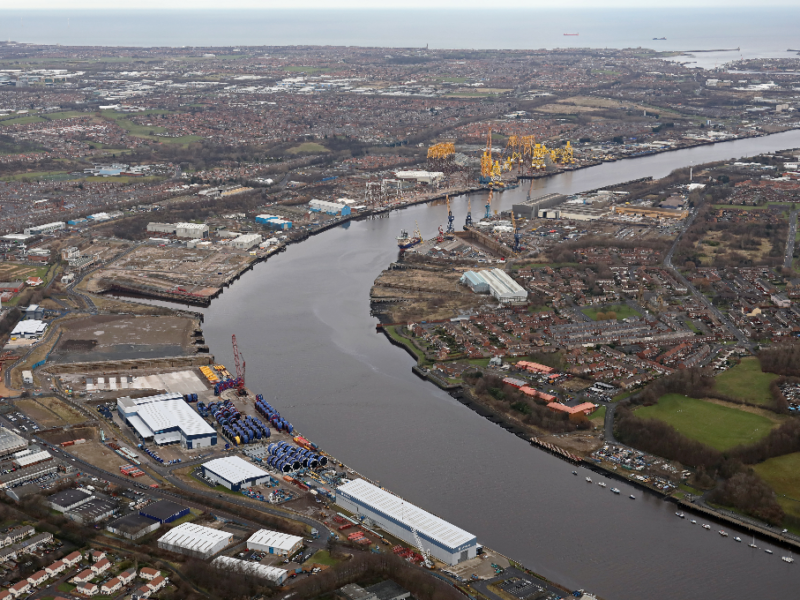 An arial shot of the River Tyne taken in Wallsend.